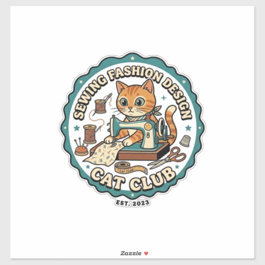 Sticker Conception de mode de couture Chat Cadeau pour ama (Feuille)