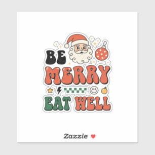 Sticker Conception de Noël soyez joyeux mangez bien Santa