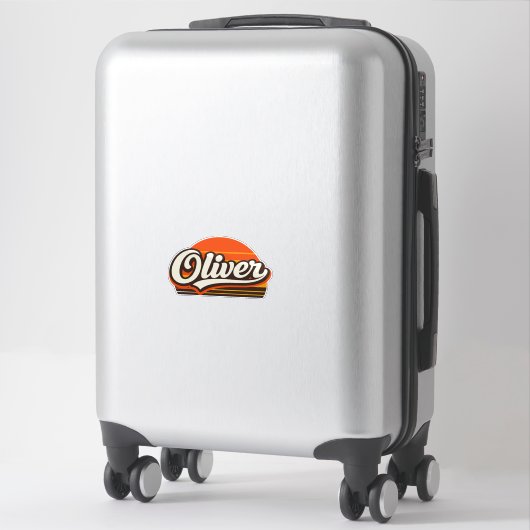 Sticker Conception de nom personnalisé Oliver Rétro Couche (Sur valise)