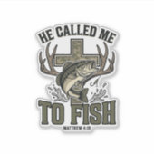 Sticker Conception de pêche chrétienne Il m'a appelé à pêc (Devant)