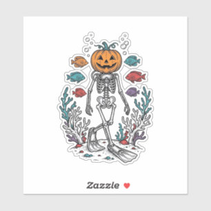 Sticker Conception de Poisson de Plongeur de Squelette de