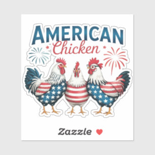 Sticker Conception de poulet américain patriotique du 4 ju