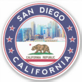 Sticker Conception de San Diego avec Drapeau de Californie (Devant)