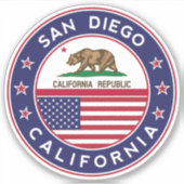 Sticker Conception de San Diego avec Drapeau de Californie (Devant)
