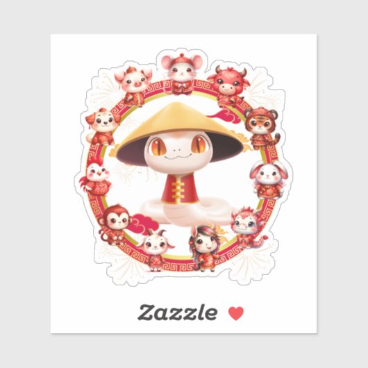 Sticker Conception de serpent du Nouvel An chinois 3 (Feuille)