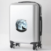Sticker Conception de silhouette d'arbre de lune hurleur d (Sur valise)