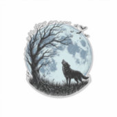 Sticker Conception de silhouette d'arbre de lune hurleur d (Devant)