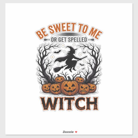 Sticker Conception de sorcière d'Halloween Sois gentil ou (Feuille)