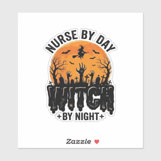 Sticker Conception de sorcière infirmière vintage Hallowee (Feuille)
