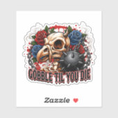 Sticker Conception de squelette d'oiseau Gobble Til You Di (Feuille)