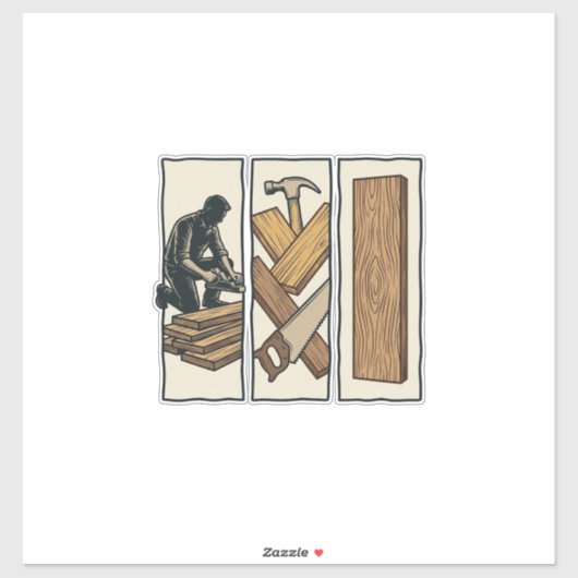 Sticker Conception de T-Shirt avec Gravure d'Outils de Men (Feuille)