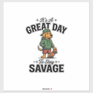 Sticker Conception de T-Shirt avec Gravure Vintage Savage