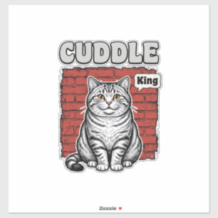 Sticker Conception de T-shirt de chat vintage Cuddle King_