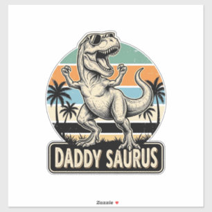 Sticker Conception de t-shirt de dinosaure rétro Daddy Sau