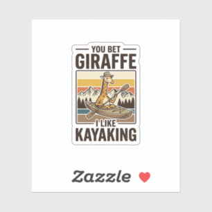 Sticker Conception de T-shirt drôle vintage de kayak giraf