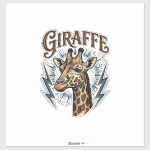 Sticker Conception de T-Shirt Foudre Girafe Gravée Vintage