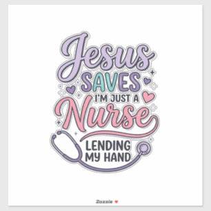 Sticker Conception de t-shirt Jésus Sauve l'infirmière Foi
