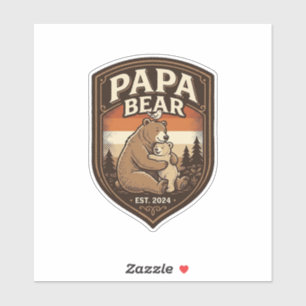 Sticker Conception de t-shirt ours gravure vintage Papa Be