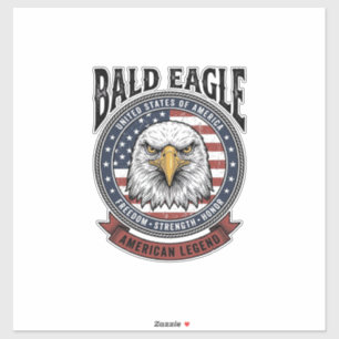 Sticker Conception de T-Shirt Patriotique Aigle Chauve Vin
