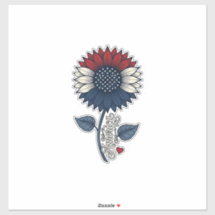 Sticker Conception de T-shirt patriotique Fleur de soleil