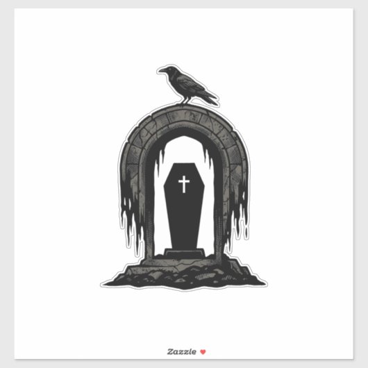 Sticker Conception de T-shirt silhouette de tombe de cimet (Feuille)