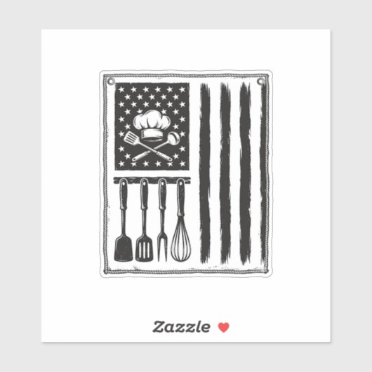 Sticker Conception de T-shirt Ustensiles de Cuisine Drapea (Feuille)