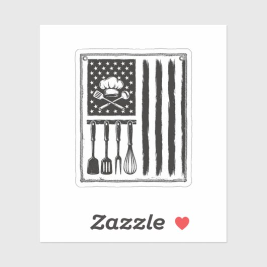 Sticker Conception de T-shirt Ustensiles de Cuisine Drapea (Feuille)