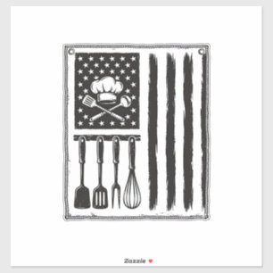 Sticker Conception de T-shirt Ustensiles de Cuisine Drapea