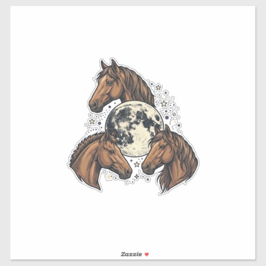 Sticker Conception de T-Shirt vectoriel de cheval de lune  (Feuille)