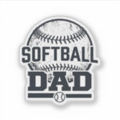 Sticker Conception de T-Shirt Vectoriel Papa Softball Vint (Devant)