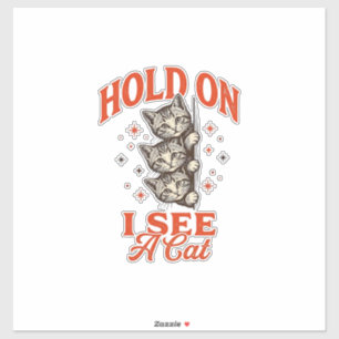 Sticker Conception de t-shirt vintage drôle de chat tiens 