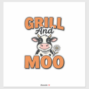 Sticker Conception de T-Shirt Vintage Grill et Moo Vache D