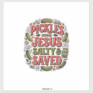 Sticker Conception de t-shirt vintage Pickles et Jésus Sal
