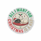 Sticker Conception de vacances de sieste de chat de Noël (Devant)