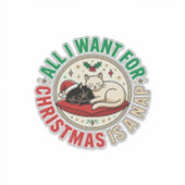 Sticker Conception de vacances de sieste de chat de Noël (Devant)