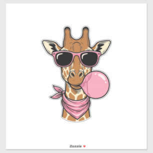 Sticker Conception de vecteur de bubble gum de girafe de g