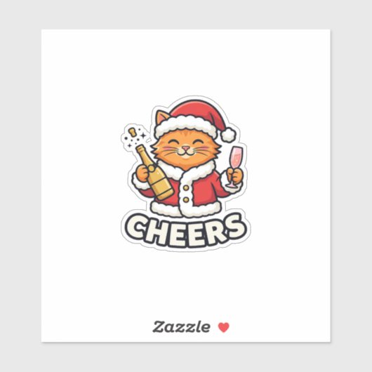 Sticker Conception de vecteur de chat de Noël Cheers (Feuille)