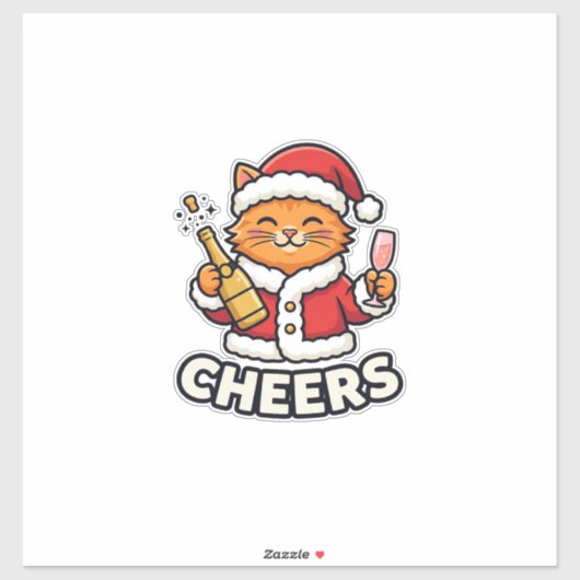 Sticker Conception de vecteur de chat de Noël Cheers (Feuille)