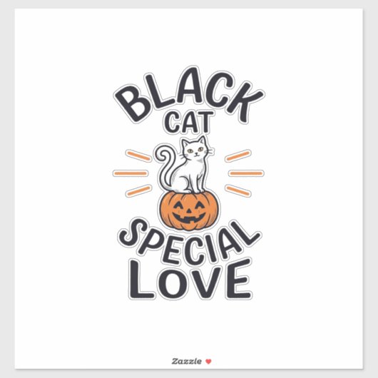 Sticker Conception de vecteur de chat noir d'amour spécial (Feuille)
