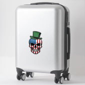Sticker Conception de vecteur de drapeau de crâne de trèfl (Sur valise)