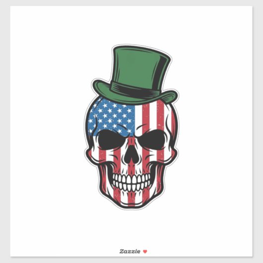 Sticker Conception de vecteur de drapeau de crâne de trèfl (Feuille)