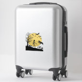 Sticker Conception de vecteur de lune de chien de squelett (Sur valise)