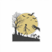 Sticker Conception de vecteur de lune de chien de squelett (Devant)