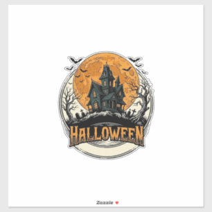 Sticker Conception de vecteur de maison hantée Halloween v