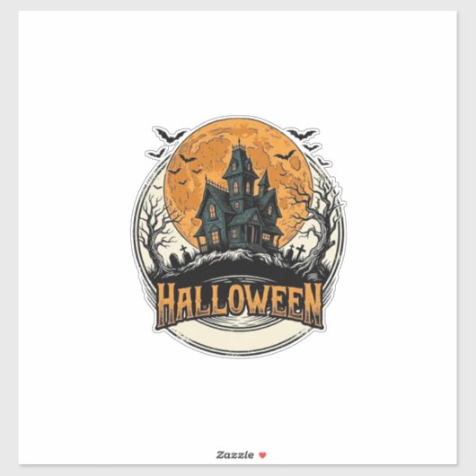 Sticker Conception de vecteur de maison hantée Halloween v (Feuille)