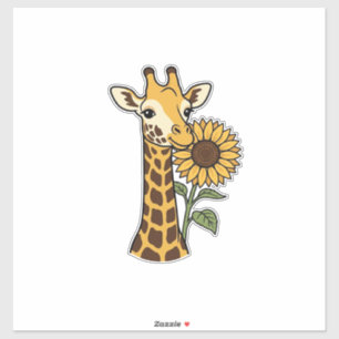 Sticker Conception de vecteur de tournesol de girafe vinta