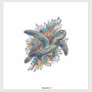 Sticker Conception de vecteur d'éclaboussure de tortue de