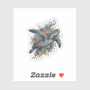Sticker Conception de vecteur d'éclaboussure de tortue de