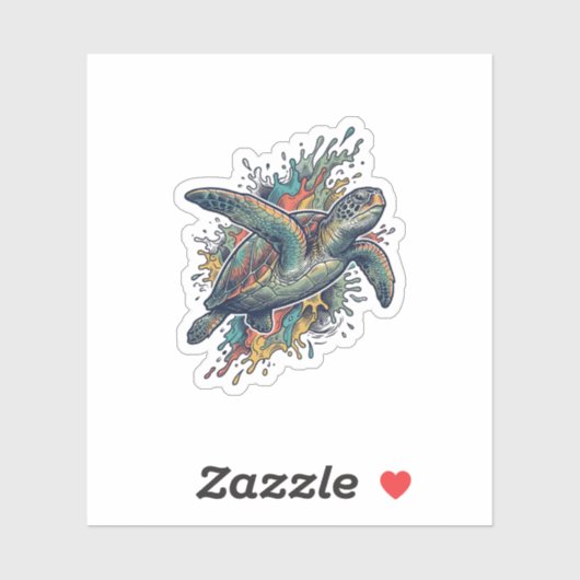 Sticker Conception de vecteur d'éclaboussure de tortue de (Feuille)