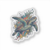Sticker Conception de vecteur d'éclaboussure de tortue de (Devant)